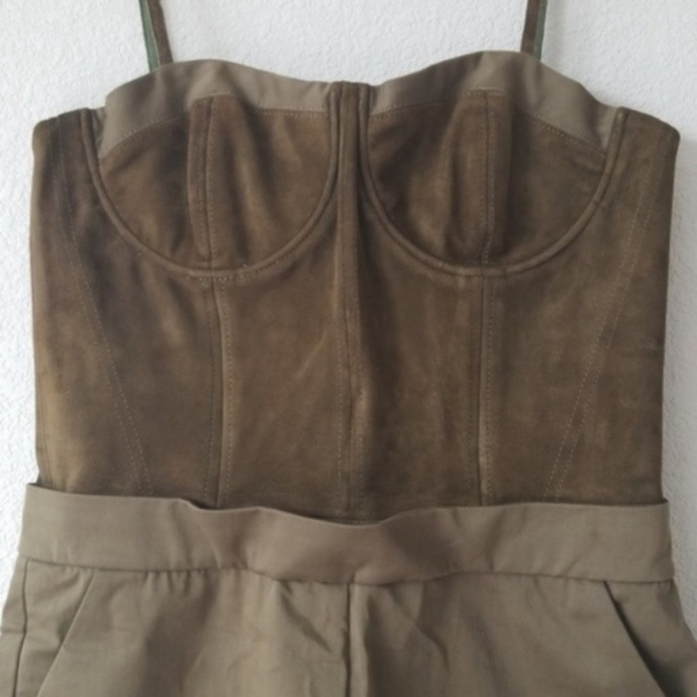 NWT {Alice + Olivia} Olive Lamb Leather Top Romper - Picture 4 of 8